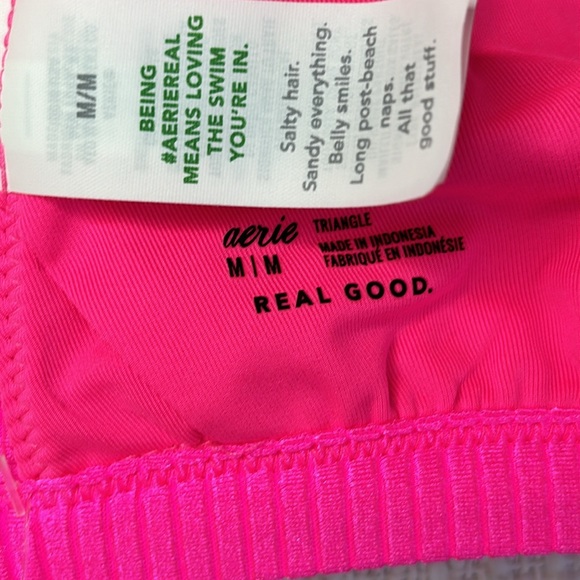 NWT Aerie Shine Ribbed Plunge Triangle Bikini Swim Top - Picture 9 of 13